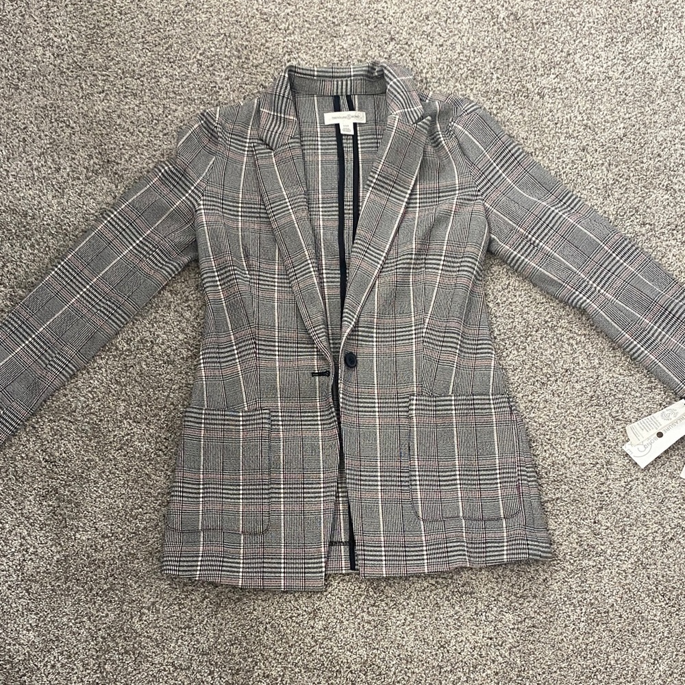 NWT Treasure & Bond XXS Gray Plaid Blazer